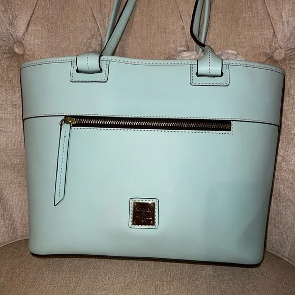 Dooney & Bourke Pale Blue Beacon Zip Tote - Picture 2 of 15